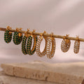 Dreamshow Luxury Shining Zircon Chunky Hoop Earring 18k Gold Plated Stainless Steel Hoop Earring Tarnish Free Jewelry