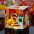 7pcs Polyhedral Sharp Edge Epoxy Resin 18mm D&D Custom Flower Dice Set with Metal Case for TTRPG Games