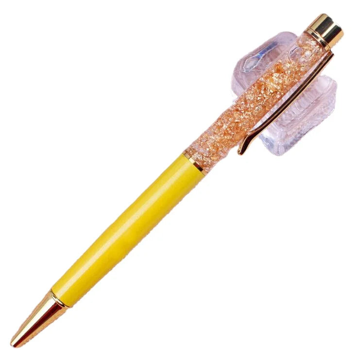 Factory Direct Supply 15g Golden Foil Liquid Ballpoint Pen 1.0mm Writing OEM Black Metal Opp Bag for Office School Bulk Supply