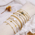 2025 Trend Stainless Steel Stack Four Leaf Clover Bracelets Natural Shell Pendant Chains Simple Design Jewelry Sets Women