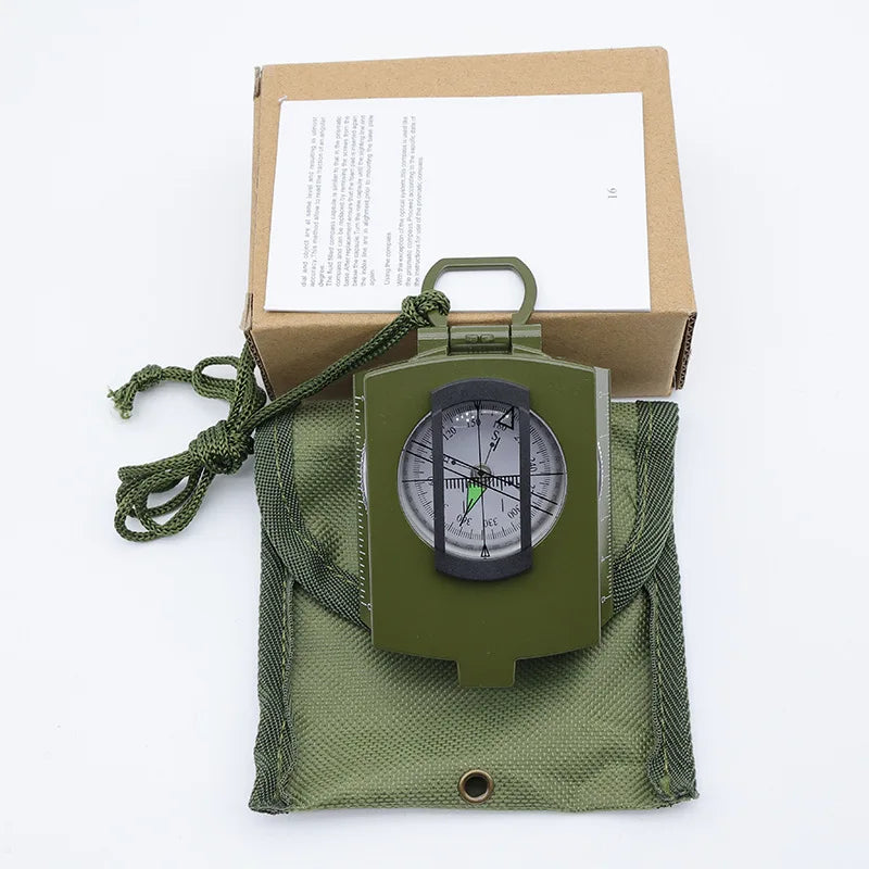 Accurate Waterproof Handheld Compass with Pouch Pointer Dial Shockproof & Noctilucent Display for Outdoor Hiking