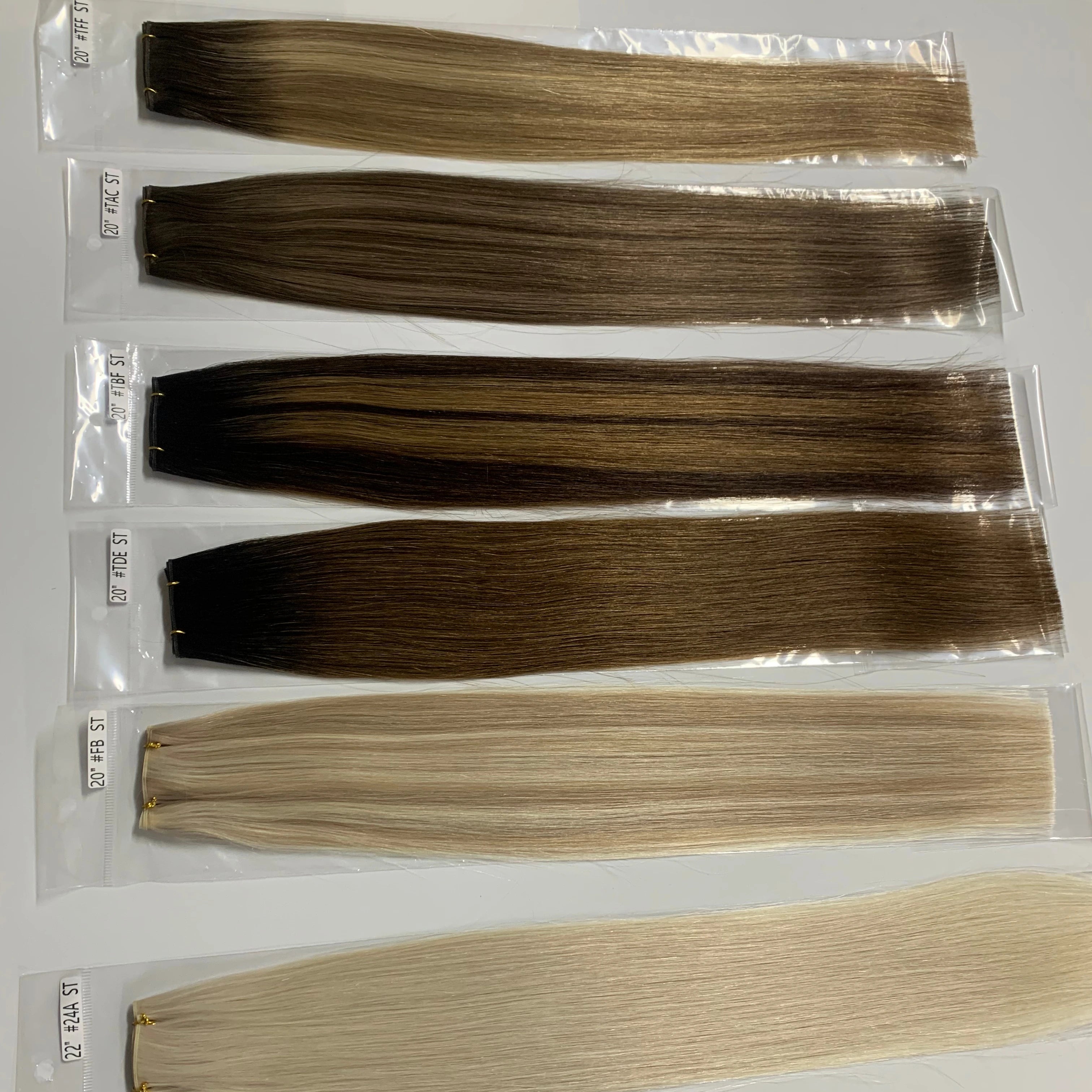 New Trend Popular Design Full Cuticle Aligned Hair Blonde Color Genius Weft Hand Tied Weft Extension
