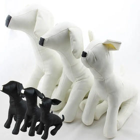 Factory Wholesale Three-Piece Black and White Leather Dog Model Props Solid Pattern Pet Model Sitting for Winter Classic Style
