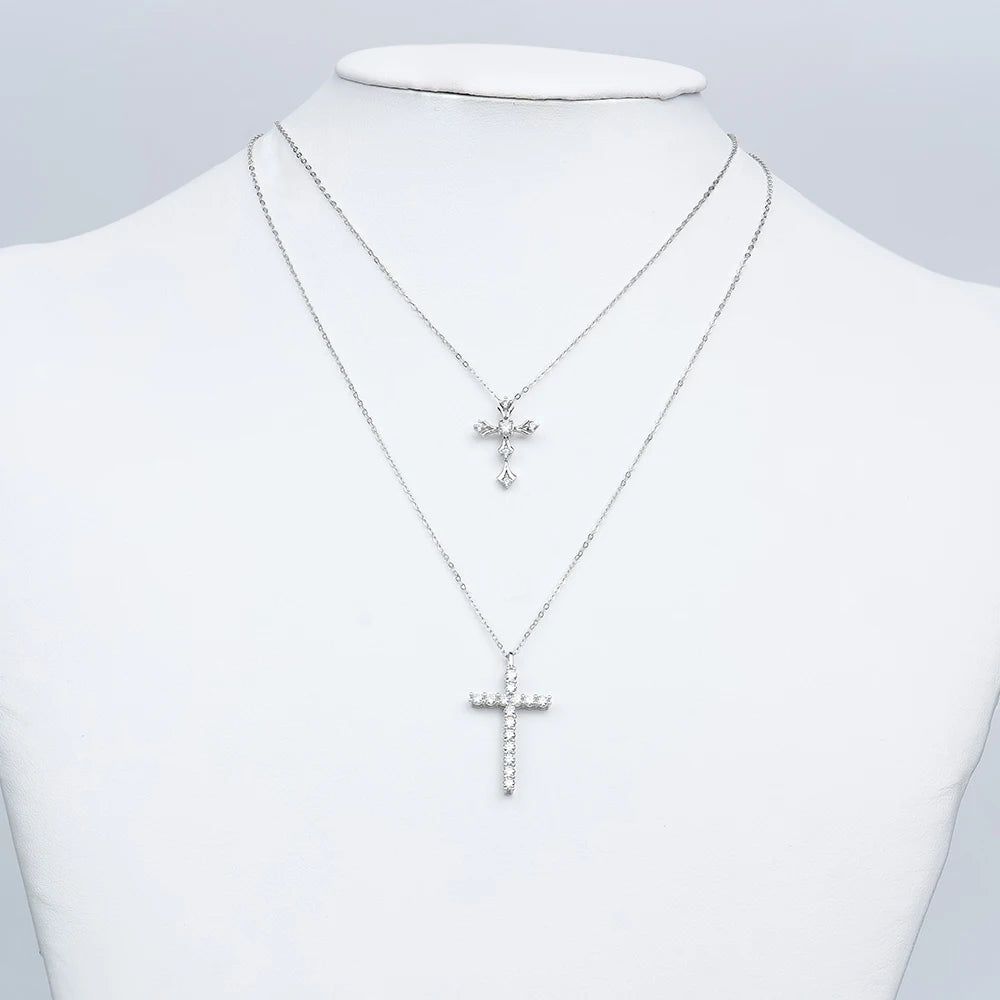 Gemstones Jewelry Moissanite Diamond Pendent Necklace 925 Sterling Silver for Men Women Pendant Necklaces Link Chain Crucifix