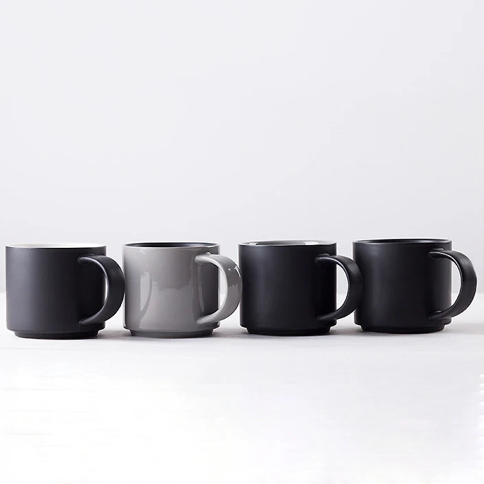 Custom LOGO Black Frosted Mug Japanese Style Matte Ceramic Coffee Mug