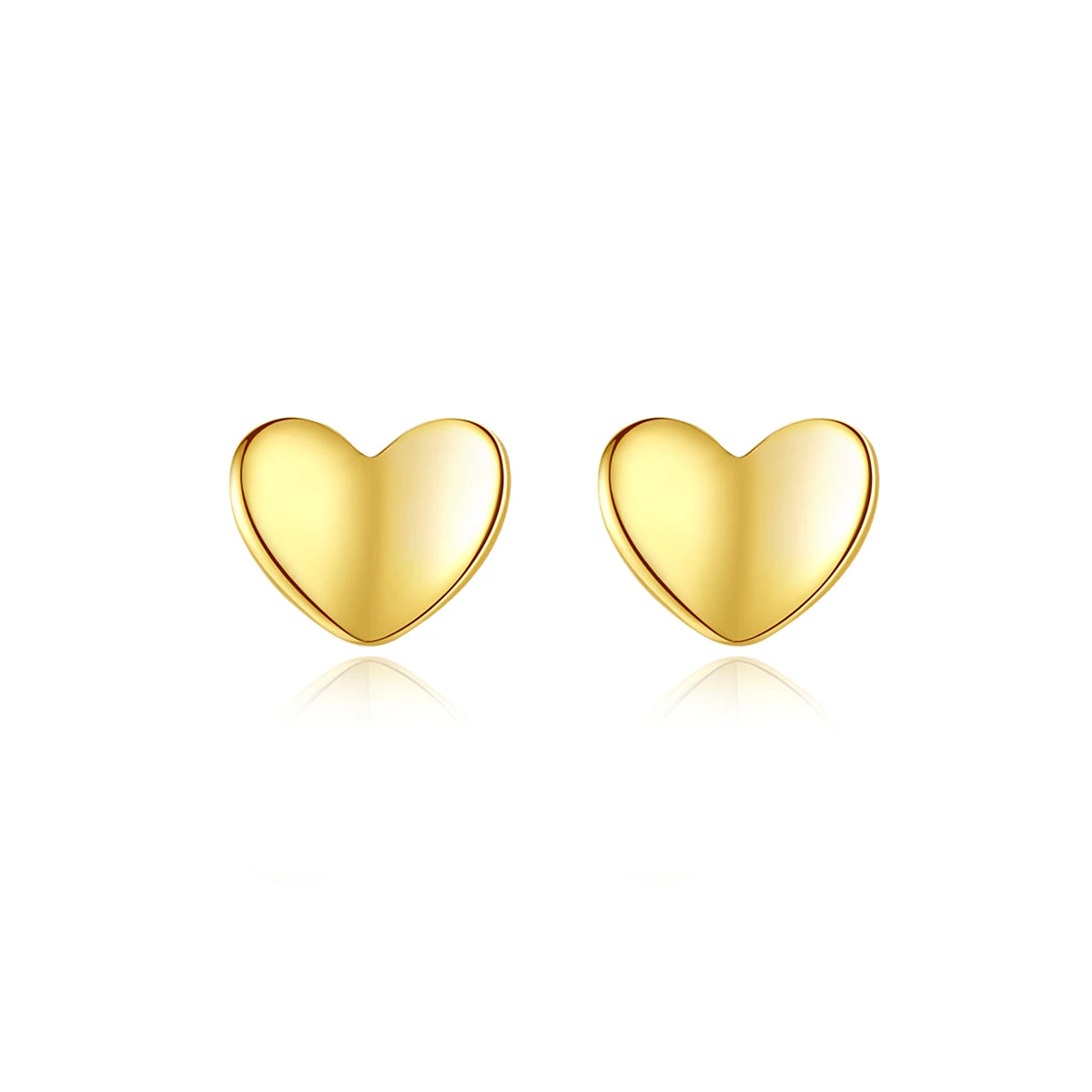 CZCITY Wholesale Heart Earrings 925 Sterling Silver Stud Earrings Love Glossy Silver Jewelry for Women