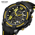 Megir 2097 Fashion Mens Quartz Watches Silicone Strap Chronograph Wristwatch Waterproof Luminous Multifunction Watch for Men