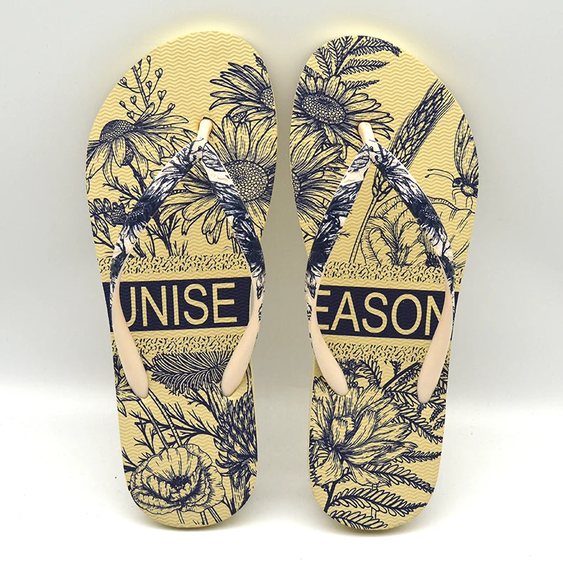 Hot Sales Summer Slippers Digital Print Lighted Women's Rubber Flip Flops With Print Strap Beach Slippers