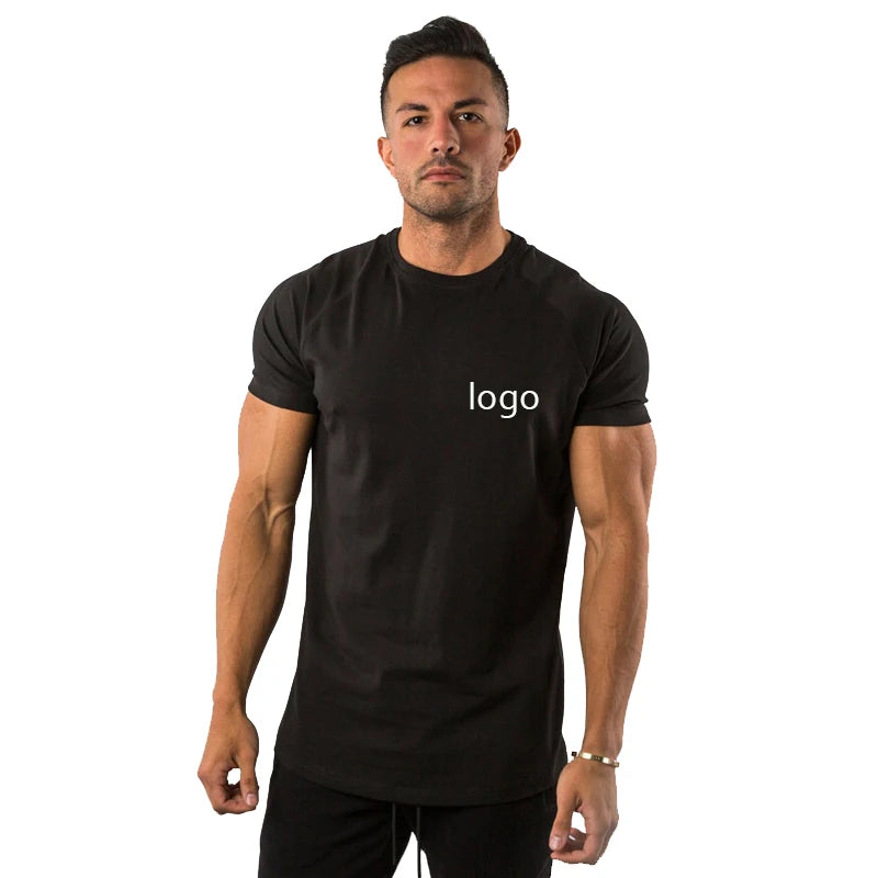 Evertop Men's Gym Sports T-Shirt 95% Cotton 5% Spandex Breathable Knitted Fabric Custom Logo Printing OEM Running T-Shirt