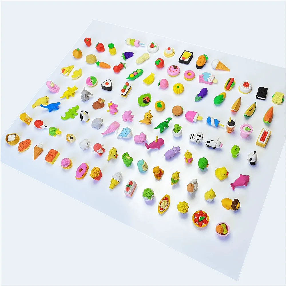 Fashion Custom Hot Sale Creative 100 Pack Animal Eraser for Kids Bulk Pull Apart Eraser 3D Puzzle Eraser