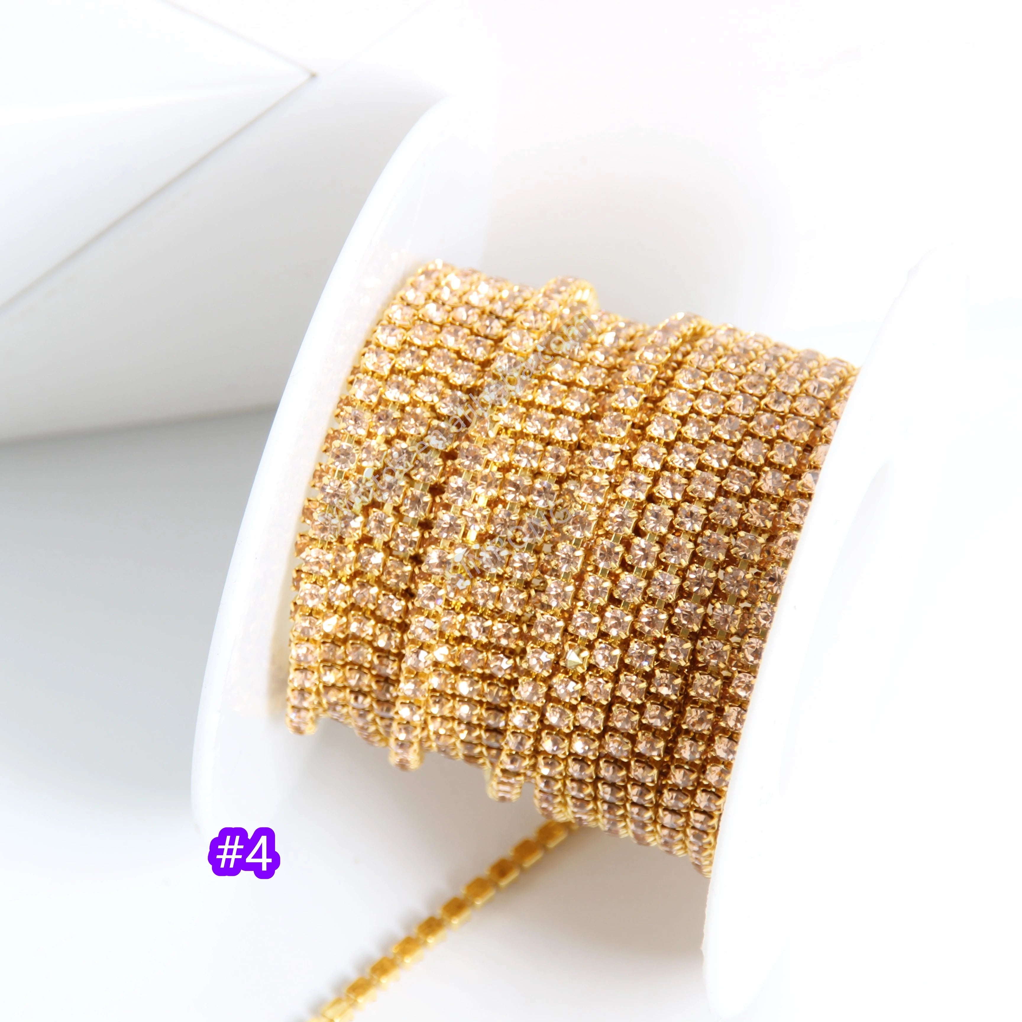 Premium SS6 Chain Trim for Couture Accessories - 2mm Prong Setting with Glass Rhinestones