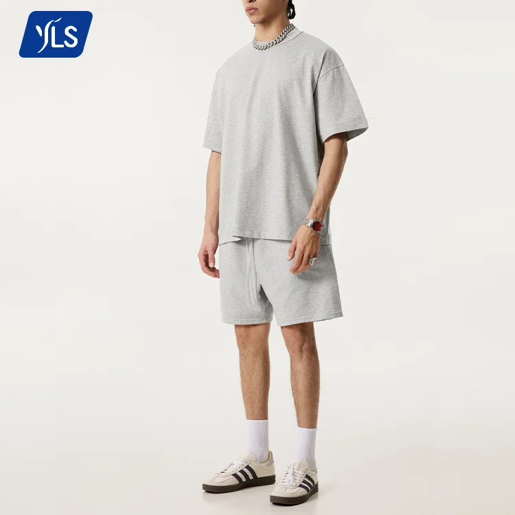 YLS5041 Zip Pocket Short Sets Unisex Summer Breathable Mock Neck Men'S T-Shirt Sets Custom Embroidery High Quality Two Piece Set