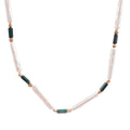 Emerald Green Pearl Toothpick Cylinder Beads & Real Gold Plated Brass Trendy Tiny Pendant Necklace Fashion Jewelry for Women