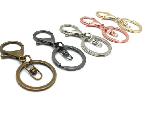 30mm Black Gold Bronze Metal D Snap Hook Lobster Clasps Split Key Chains Key Rings