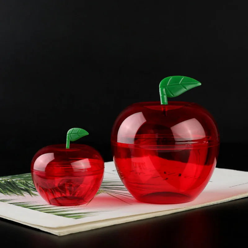 Wholesale Christmas Apple Box Fillable Candy Jar Red Apple Shape Container Candy Plastic Apple Container Box With Lid