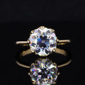 Starsgem OEC Old European Cut Moissanite Vintage Style 14k Yellow Solid Gold Moissanite Diamond Ring