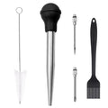 Stainless Steel Eco-Friendly BBQ Turkey Baster Including Marinade Injector Needle Cleaning Brush Syringe Rubber Bulb