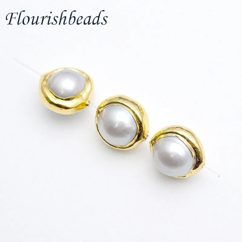 Wholesale Natural Freshwater Pearl Gold Plated Round White Pearl Loose Beads for Jewelry Making