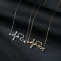 Niche Design Stainless Steel ECG Necklaces Temperament Sweet Clavicle Chain Gold Silver Heartbeat Pendant Necklace for Girls