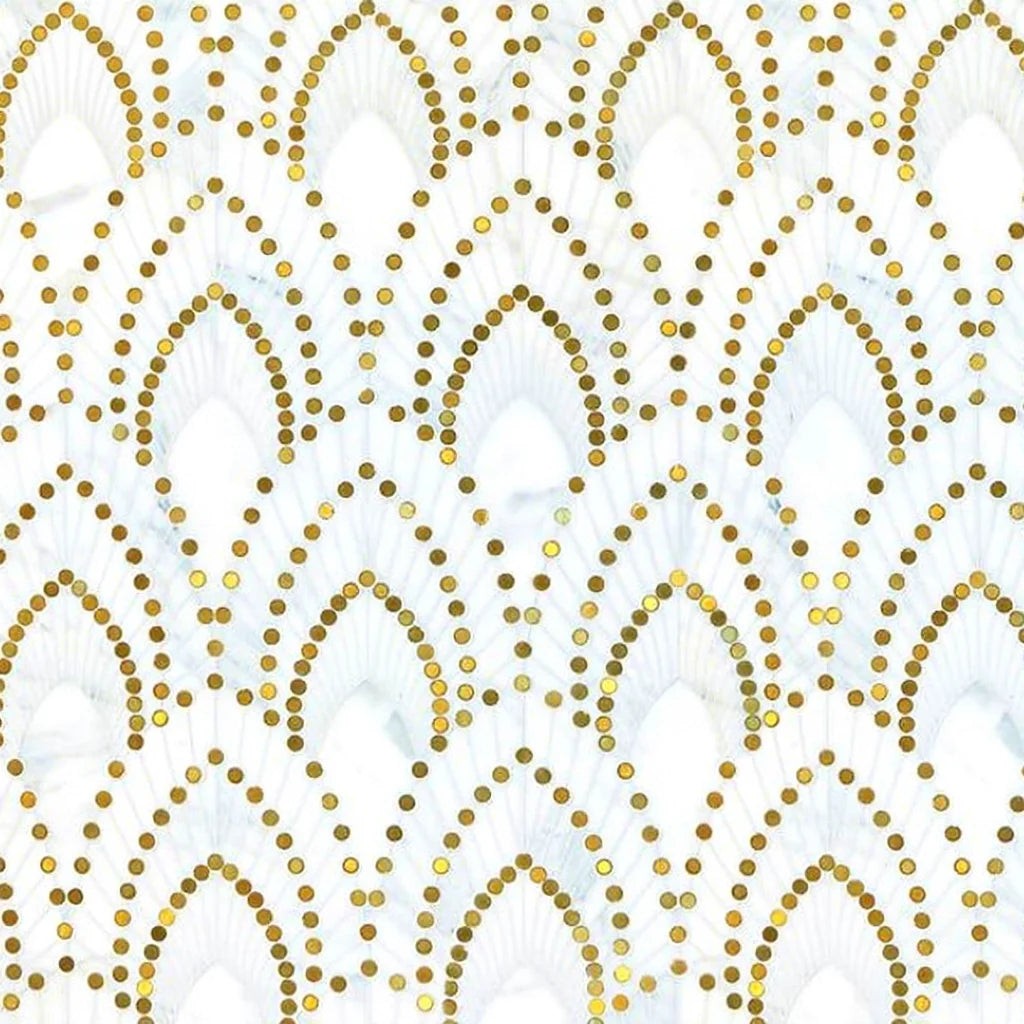 Modern Carrara White Marble Mosaic Tiles for Living Room Hotel Bathroom Floor & Shower-Eco-Friendly Water Resistant 305x310x8mm