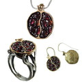 Spring Summer Popular Fashion Hand Jewelry Black Gold Ring Earrings Statement Garnet Vine Necklace for Women Men