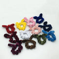 Cute Solid Color Fluffy Knot Rabbit Ear Elastic Velvet Scrunchies for Women