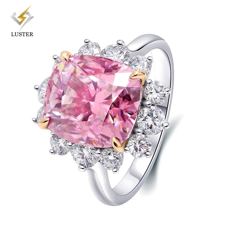 Luster Jewelry 10k 14k 18k Gold Gra 6 Carat Cushion Pink Moissanite Diamond Jewellery Design Engagement Wedding Rings for Women