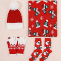 Manufacturer Custom Design Warm Touch Screen Winter Snowflake Cartoon Elk Christmas Tree Jacquard Knitted Christmas Gloves Scarf