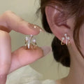 CAOSHI ODM OEM Ladies 18K Gold Color Stud Earrings Fashion Micro Inlaid Zirconia Pearl Hoop Stud Earrings Women Girls