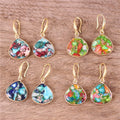 Bohemian Style Teardrop Dangle Earrings Chic Natural Stone Multi Colors Jasper Gold Hook Earrings Jewelry for Women Dropshipping