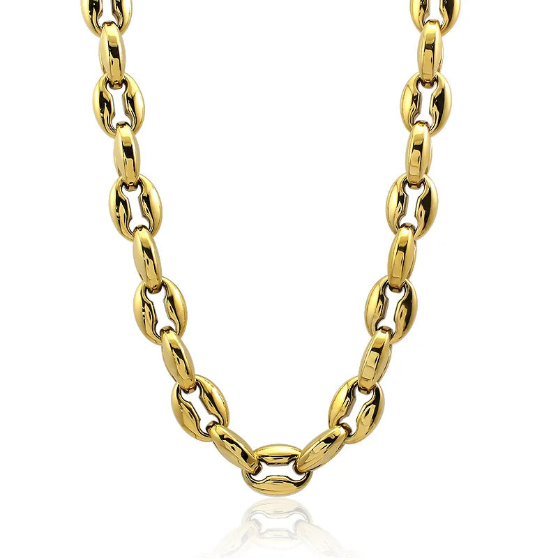 Valentine's Day Classical Coffee Bean Shaped Necklace Fashion Punk Chain Jewelry Pendants Chokers Stainless Steel Necklaces 2024