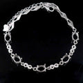 Sterling Silver 5*7mm Semi Mount Bracelet Frame Blank Empty Support Mountain Setting S925 Base Without Main Stone for DIY Inlay