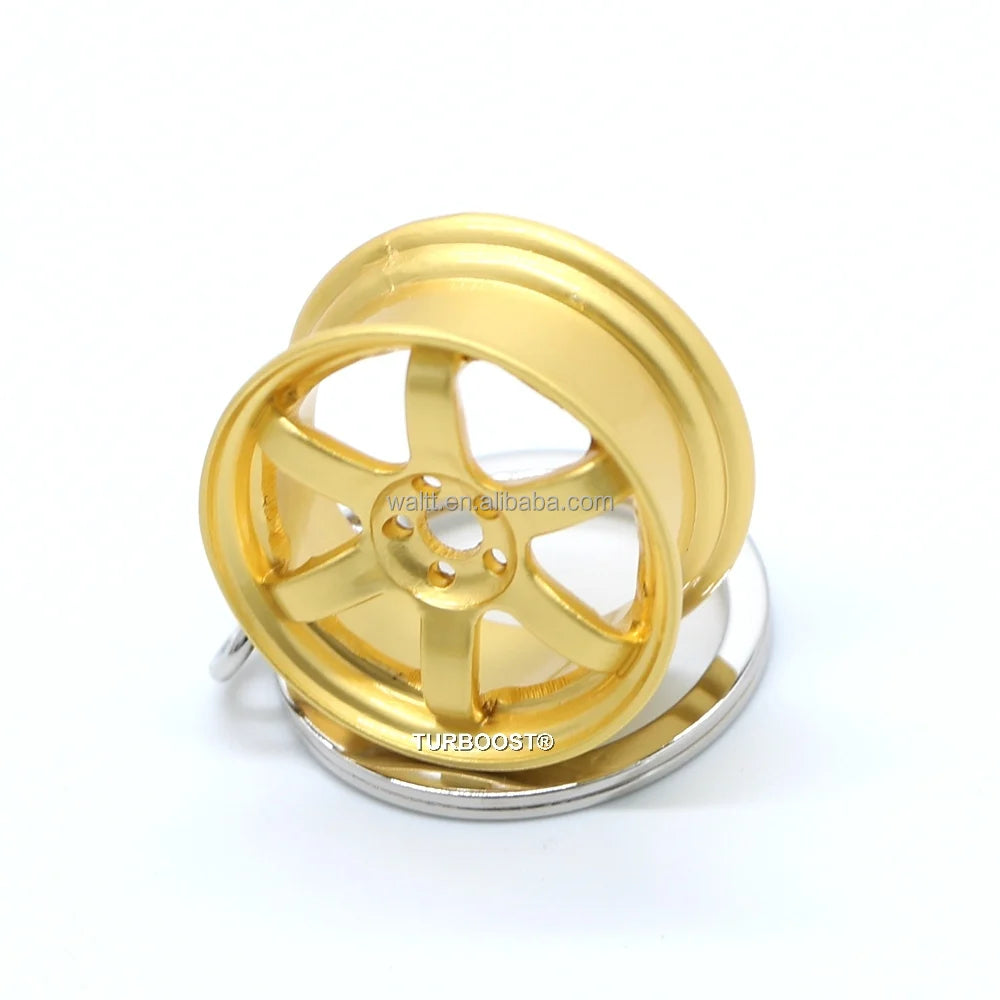 TE37 Wheel Rim Keychains 6 Stars Hubs Model Key Chain Auto Refitting Part Car Keyring Keyfob Holder