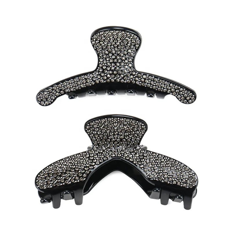 Black Ore Crystal Hair Claw Pave Full Rhinestones Women Hair Accessories Large Hair Claw Jewelry