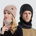 Winter Fashion Thermal Fleece Warm Skull Ski 2 Pcs Hat and Scarf Set for Men Women