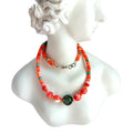 Natural  spiny oyster and green Ghost phantom quartz 925 Sterling Silver handmade Gemstone beads Necklace