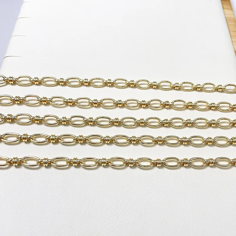 Factory Wholesale 14K Gold Plated Brass Jewelry Chains Roll for Necklaces Bracelets Bags Clothing Making Chain Accessories