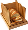 Bamboo Bread Slicer for Homemade Bread Loaf With Crumble Holder Foldable Adjustable and Loaf Cutter Thin or Thick