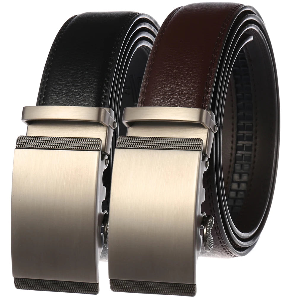 LY25-1050-1Two-layer Cowhide Men's Leather Belt With Automatic Buckle Belt