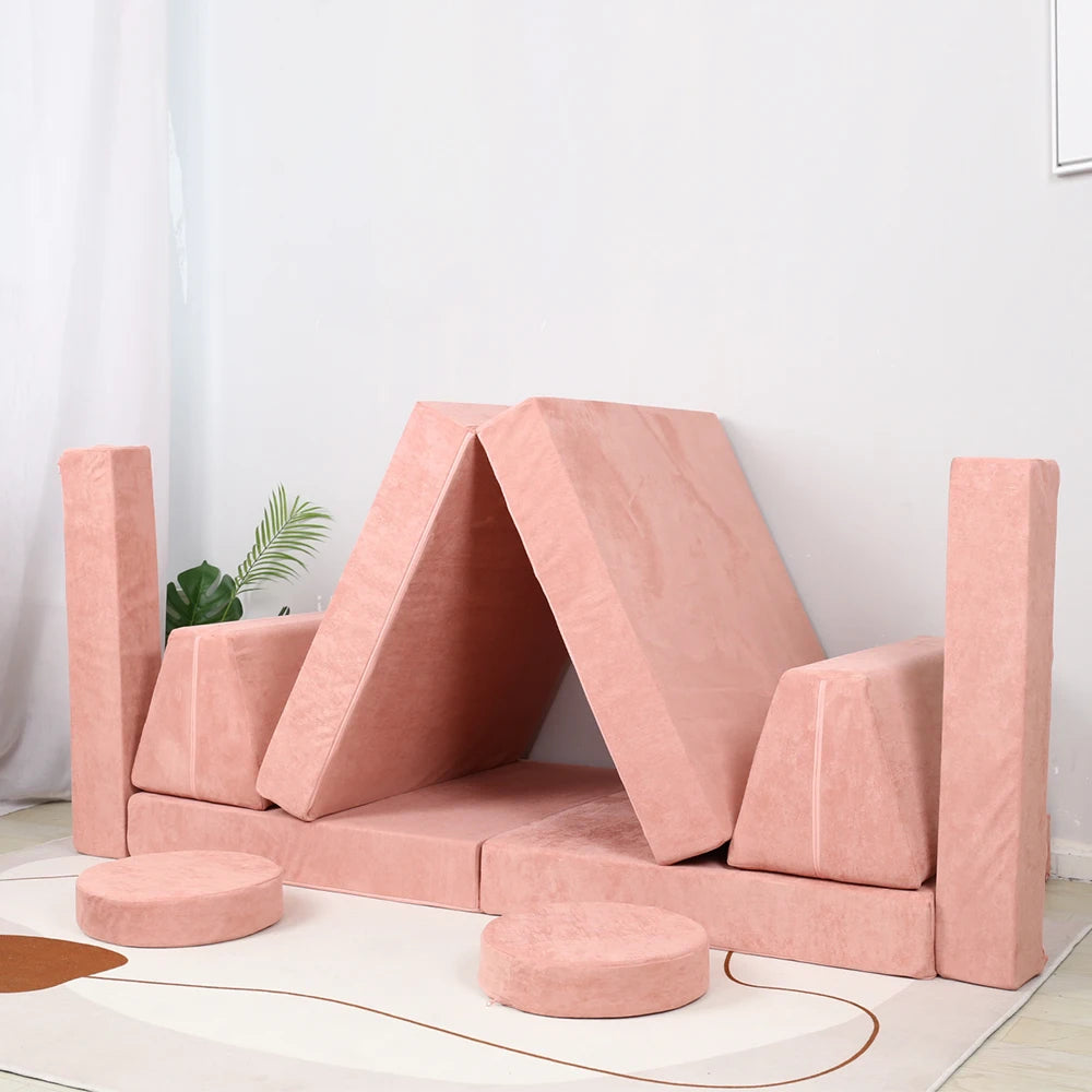 Popular 10pcs Per Set Foam Folding Kids Stackable Couch Creative Safety Modular Kids Play Couch