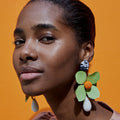 Gold Plated Zinc Alloy Large Geometric Stereo Flower Drop Earrings Exaggerate Double Layers for Women N/a