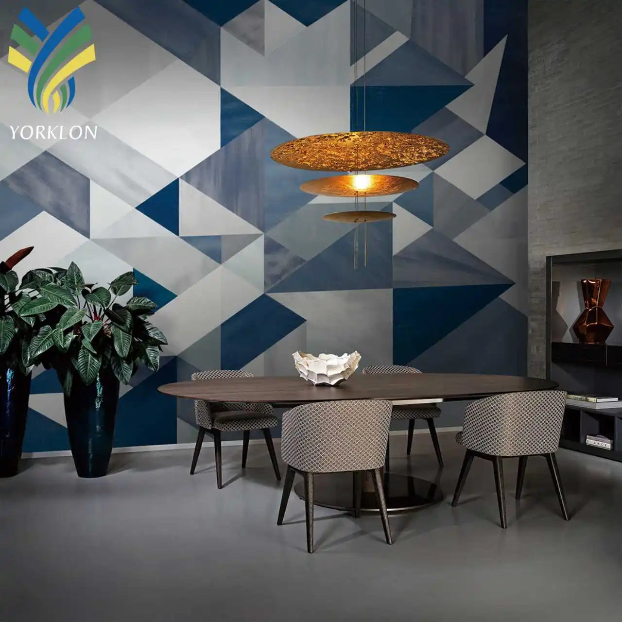 YKEAX 072 Modern Silver Blue Geometric Wall Papers Decor Wallpaper Wall Bedroom Mural 3D Wall Paper Wallpaper