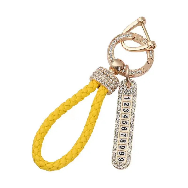 Fashion Rhinestone Phone Number Car Keychain Anti Lost Keychain