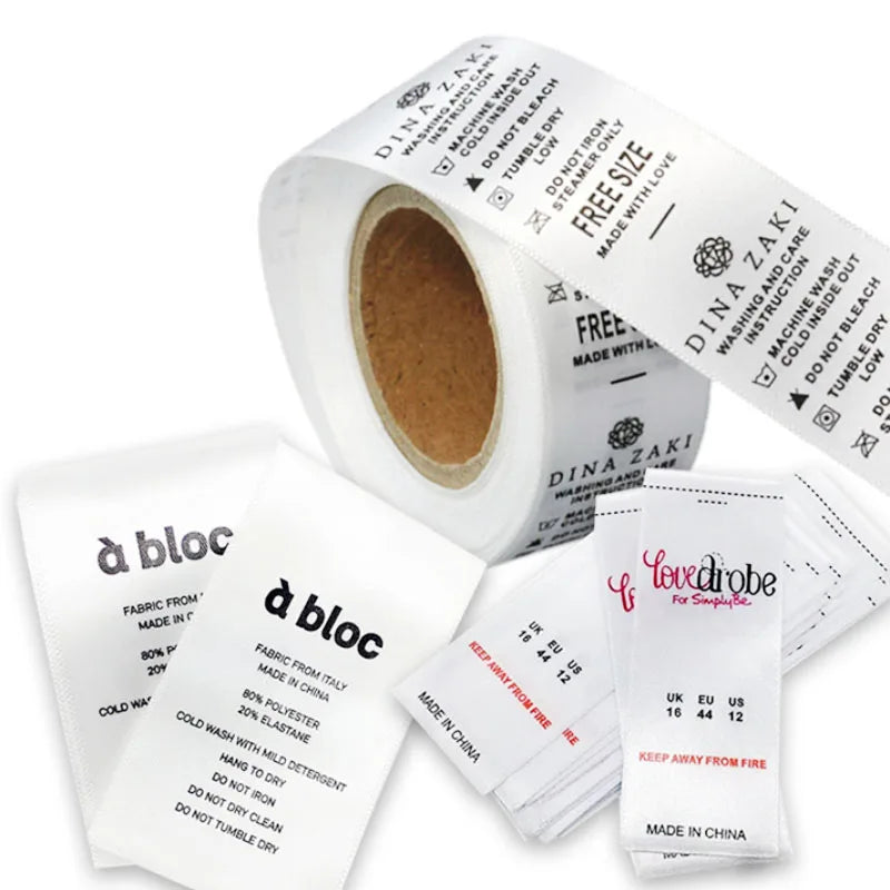 Custom Brand Cotton Polyester Damask Centerfold Woven Labeling Machine Digital Price Wash Printing Custom Logo Size for Garment