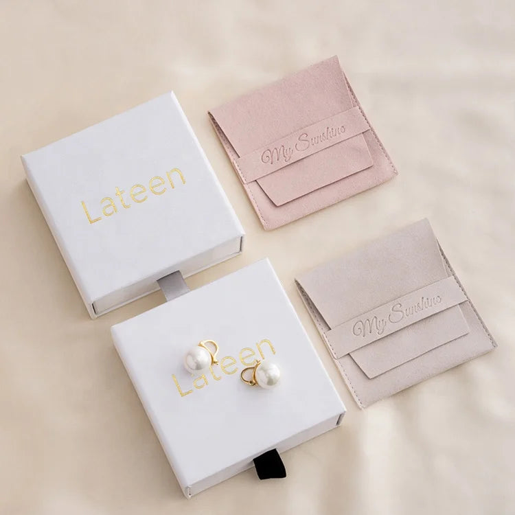 Custom Logo Printed Elegant Suede Microfiber Gift Jewelry Bag Velvet Handmade Packaging Necklace Pouch Envelope Jewellery Pouch