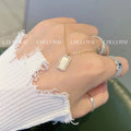 Square Jewelry Diamond Simple Trendy Design S925 Silver 14k Gold White Pendant Necklace