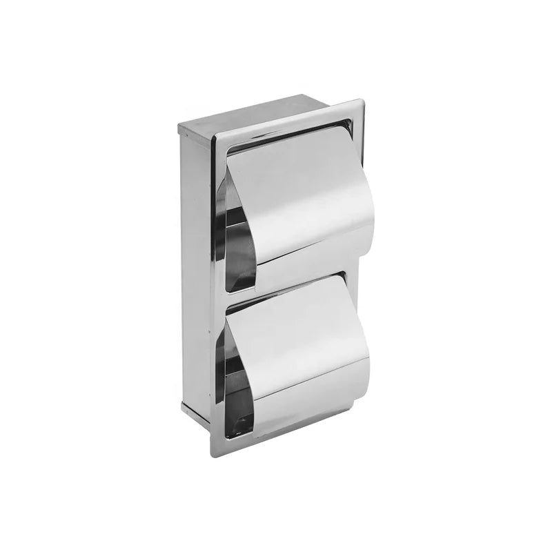 HF Bathroom Accessories 304 Stainless Steel Recessed Toilet Paper Dispenser Wall-in Vertical Double Toilet Tissue Rolls Holders