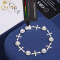 Luxury Design Fine Jewelry 12MM Iced Out Imitation Pearl Beads VVS D Color Moissanie Diamond Cross Bracelet for Party