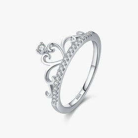 Ailmay New 100% 925 Sterling Silver Fashion Elegant Clear CZ Crown Finger Ring for Women Wedding Accessories Fine Jewelry Gift