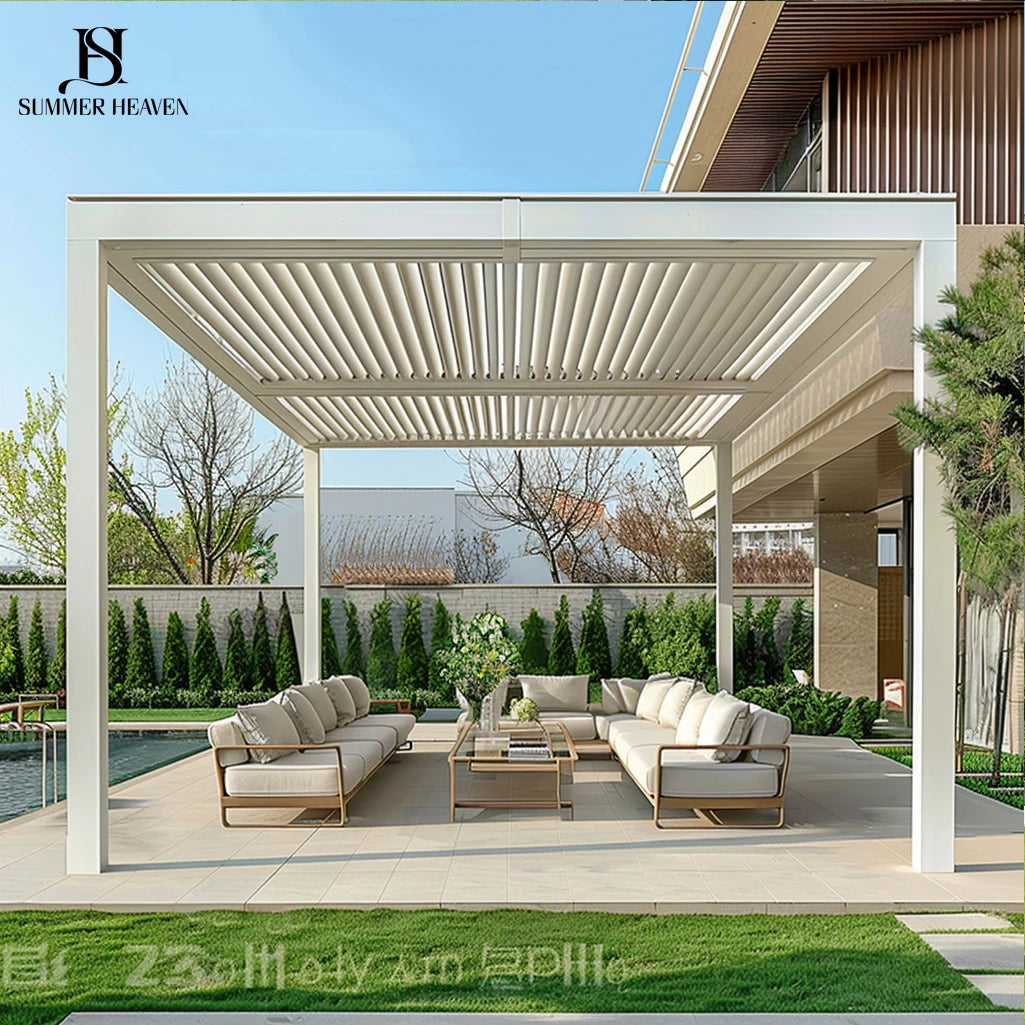 High Quality Aluminium Pavilion Advanced Outdoor Garden Buildings Pergola Alloy Frame Rainproof for Terraces Balconies Backyards MegaBDM